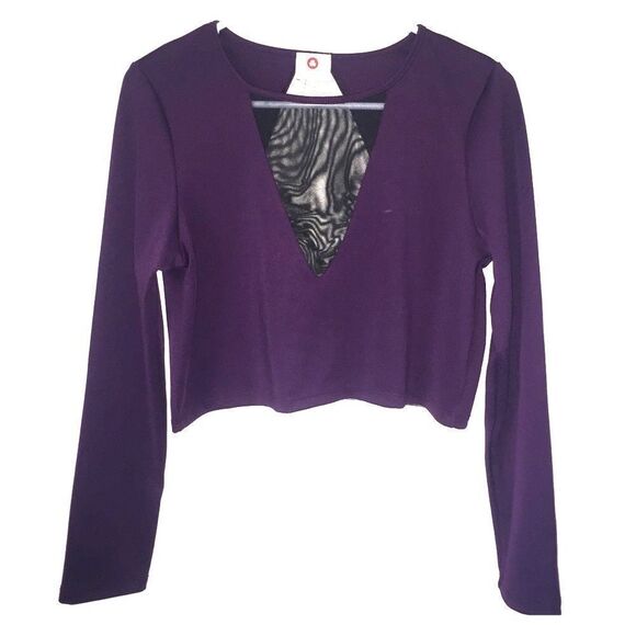 Crimson & Clover Long Sleeve Mesh Crop Top Sm - Picture 1 of 6